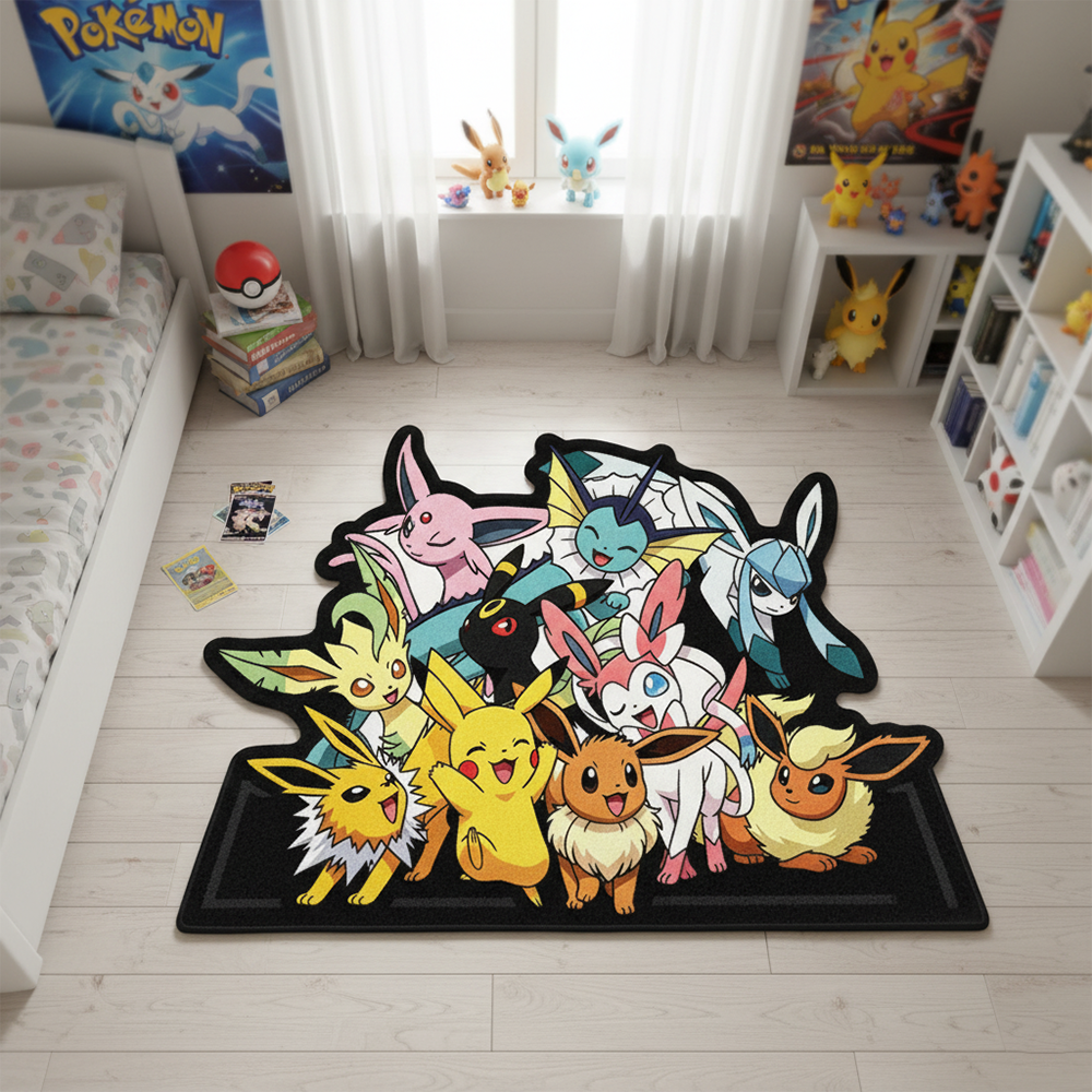 Gaming Zone Accessories - Cartoon Pokemon Mat Eevee Evolutions Rug