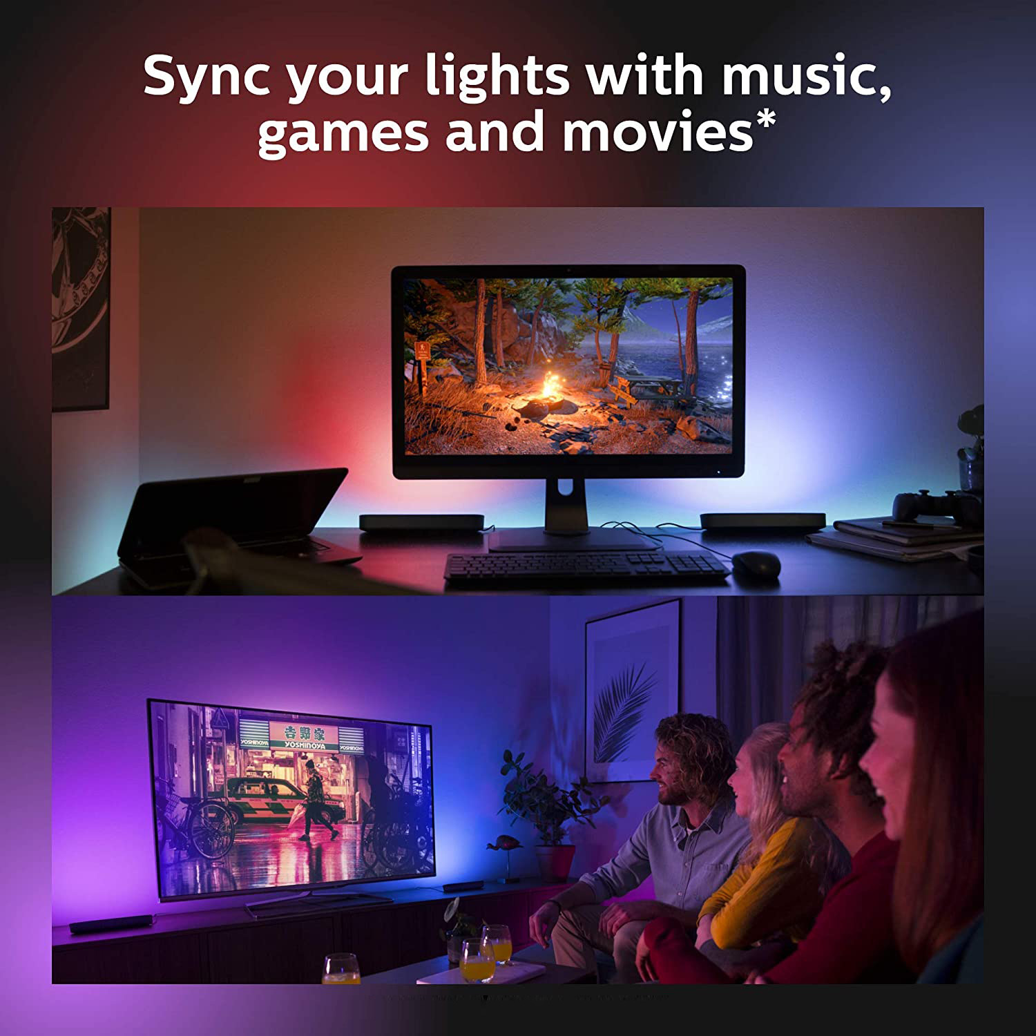2pcs LED Night Light RGB Ambie - Gaming Accessories Lights ulasan dan harga