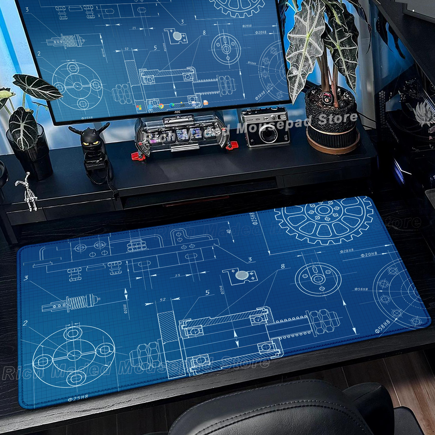 Black Large Mouse Pad Engineer - Gaming Accessories Drawing ulasan dan harga